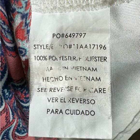 Pink and white paisley print boho smocked ruffle maxi dress size XL - Picture 9 of 9